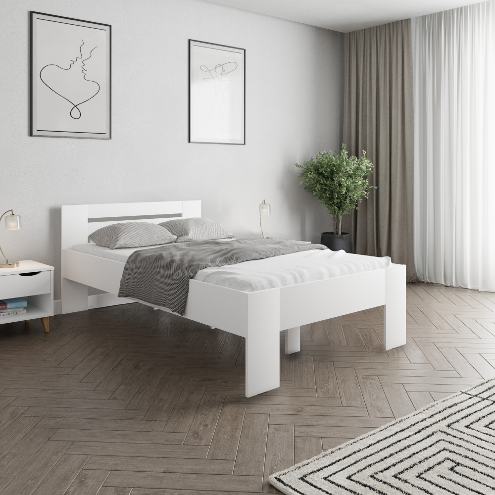 Ágy, 120x200, fehér, BASIS