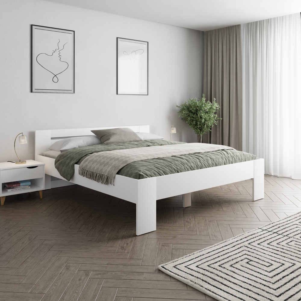 Ágy, 180x200, fehér, BASIS