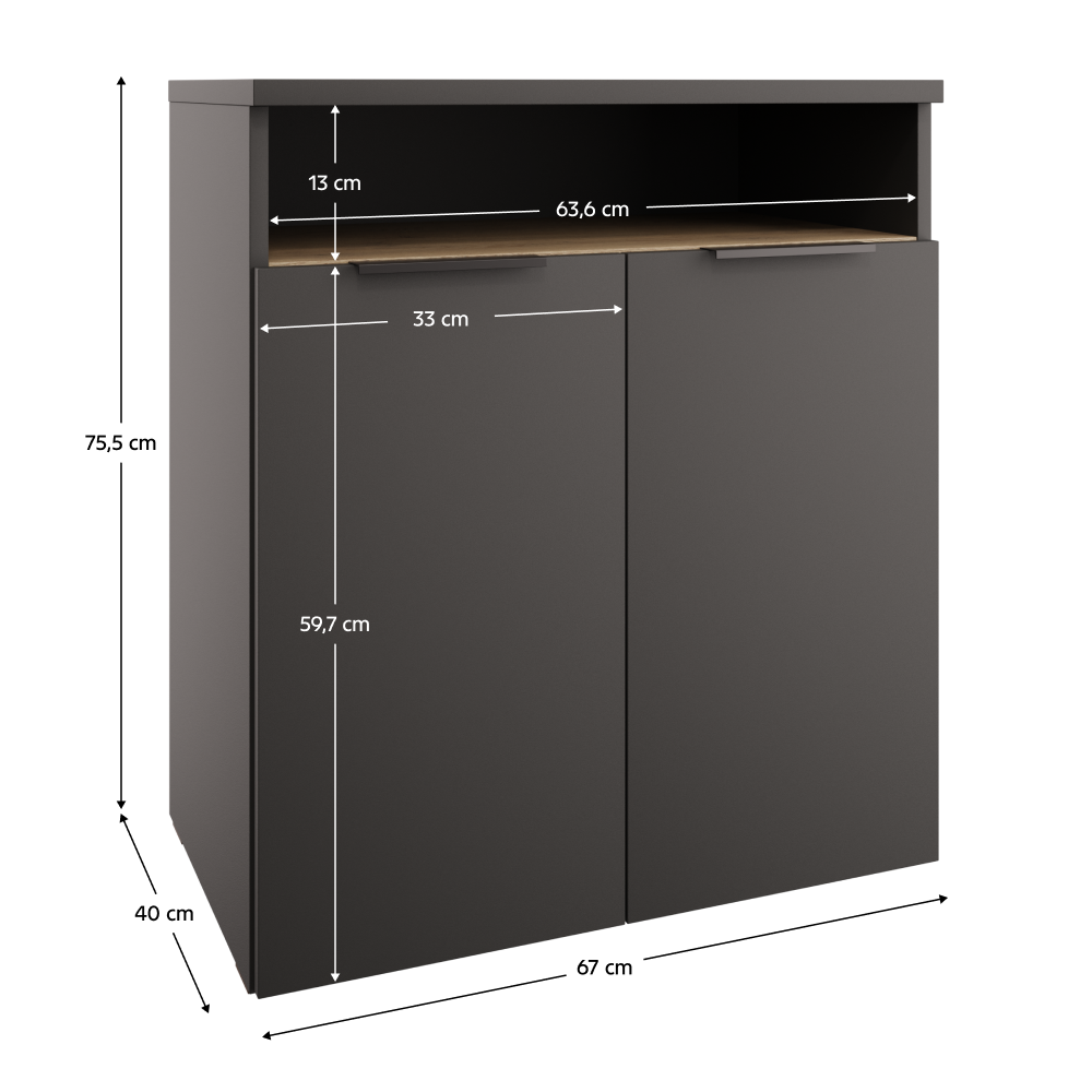 Komód, antracit/cremona tölgy, ADAPO ADP04