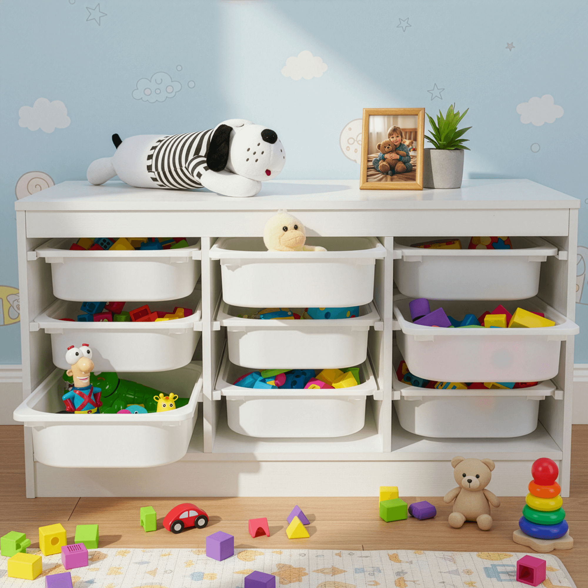 Rendszerező tárolódobozokkal, fehér, TRIMAL Rendszerező tárolódobozokkal, fehér, TRIMAL