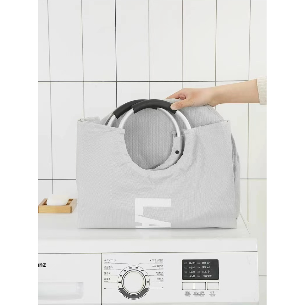 Szövet szennyestartó kosár, szürke, DARILO