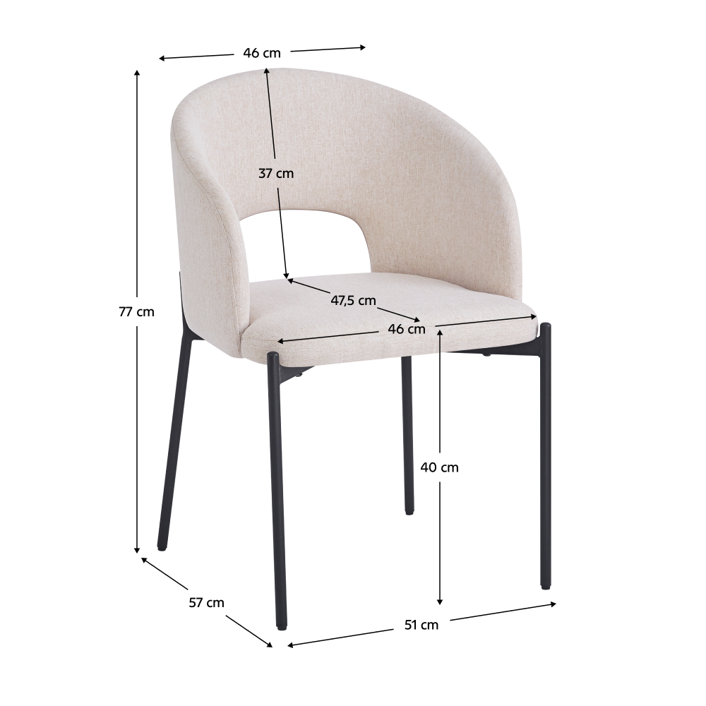 Jedálenská stolička, béžová/čierna, LONKA