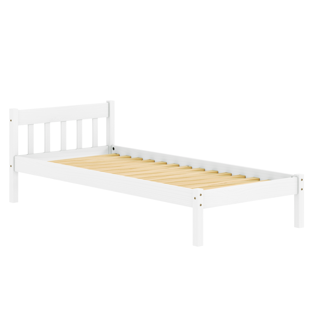 Ágy ráccsal, fehér, fenyőfa, 90x200, MAVIL