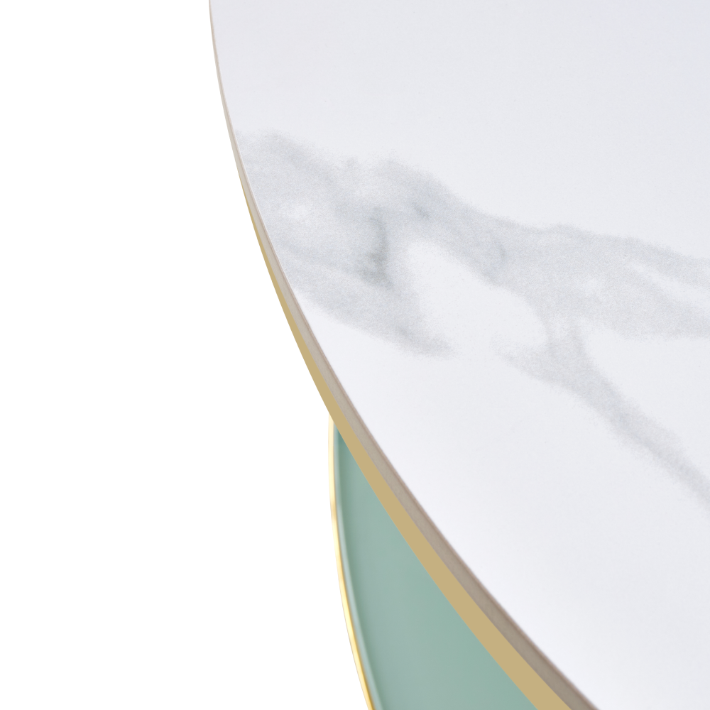 Konferenčný stolík, svetlý mramor/mliečna/gold chróm-zlatý, ENION 2 NEW