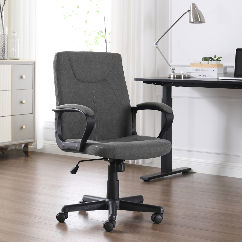 Kancelárske kreslo, tmavosivá/čierna, REVIN