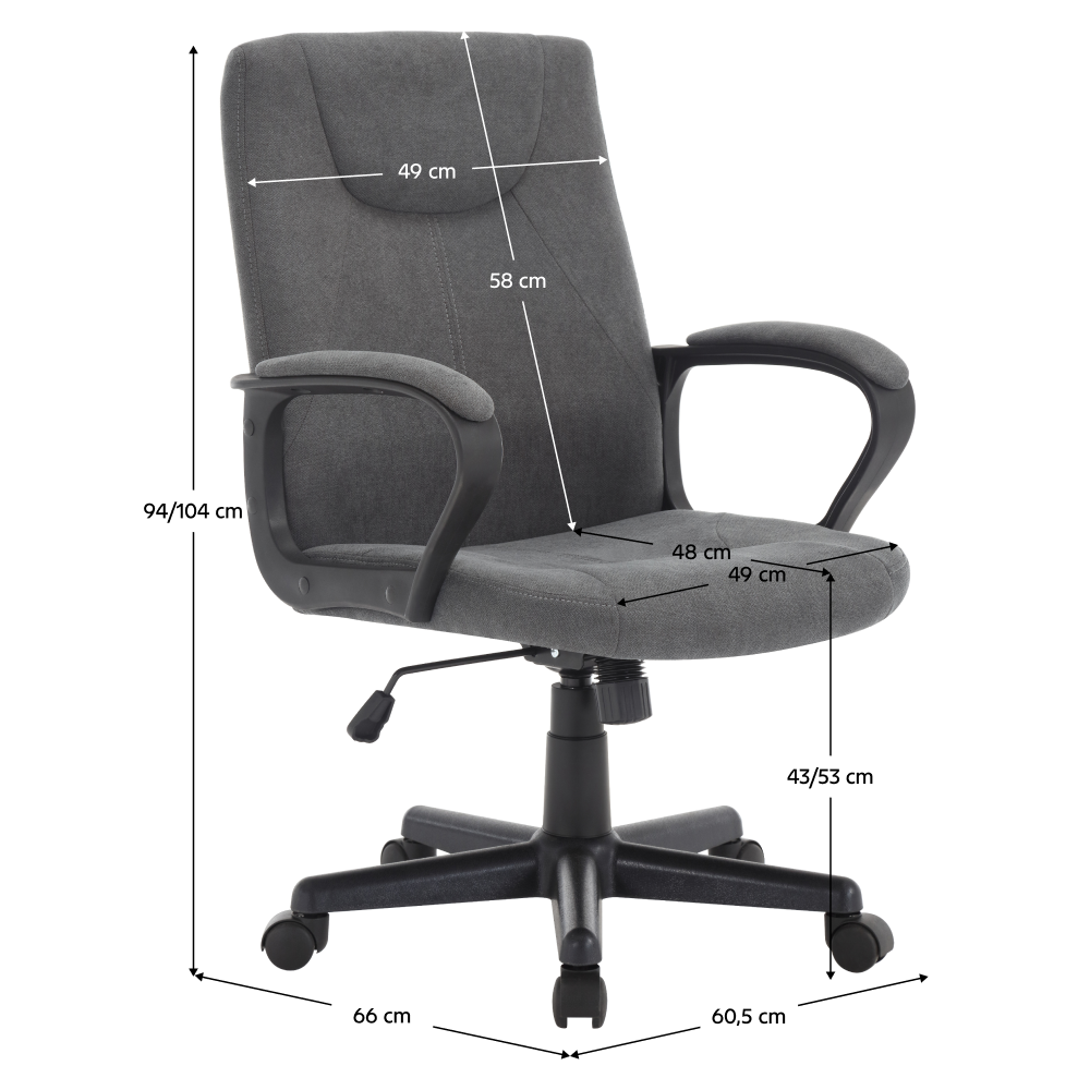 Kancelárske kreslo, tmavosivá/čierna, REVIN