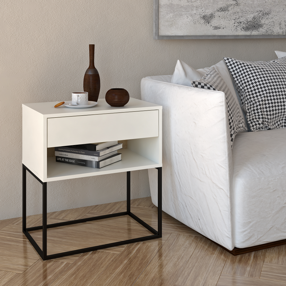 Éjjeliszekrény/kisasztal, fehér/fekete, ARTI TYP 2 Éjjeliszekrény/kisasztal, fehér/fekete, ARTI TYP 2