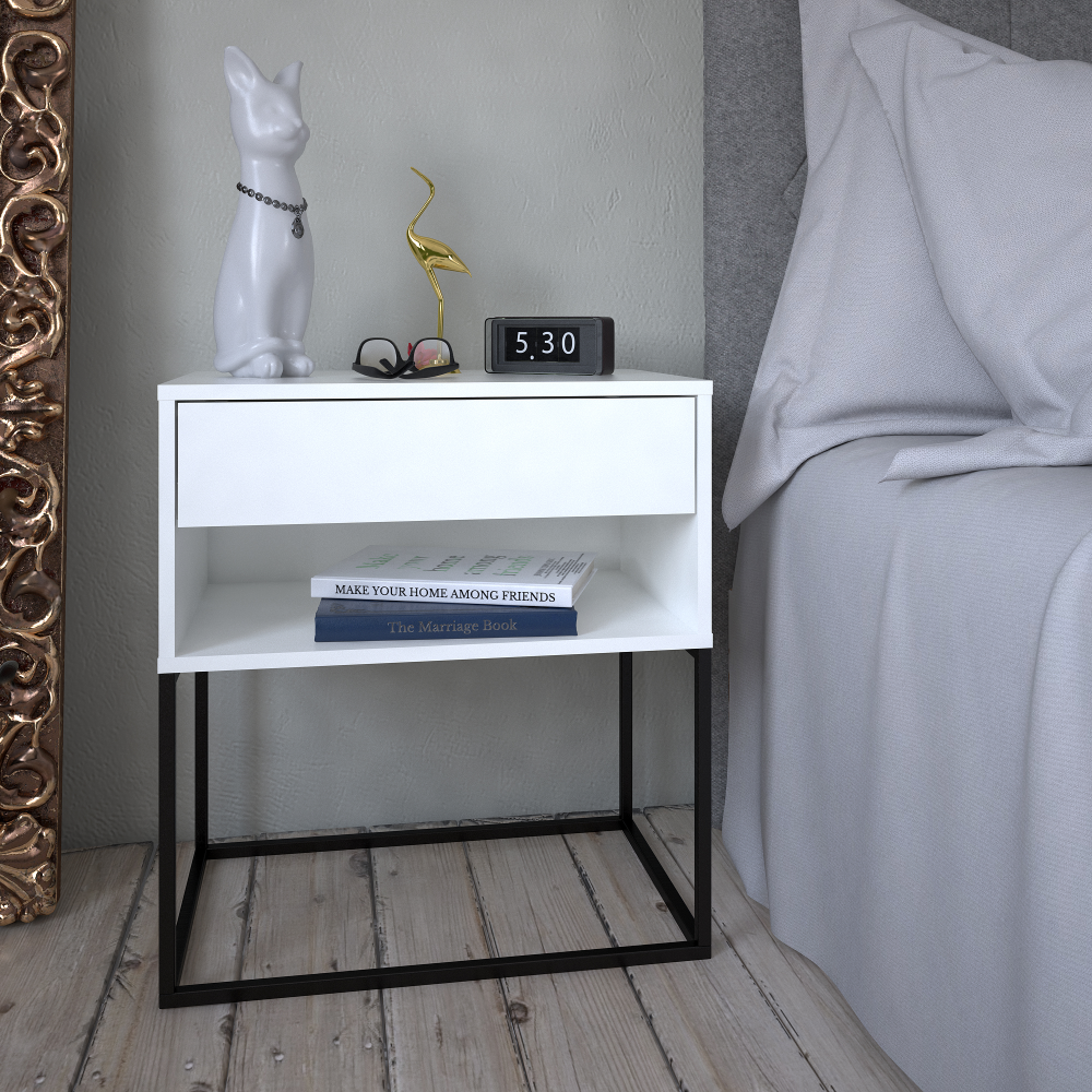 Éjjeliszekrény/kisasztal, fehér/fekete, ARTI TYP 2 Éjjeliszekrény/kisasztal, fehér/fekete, ARTI TYP 2