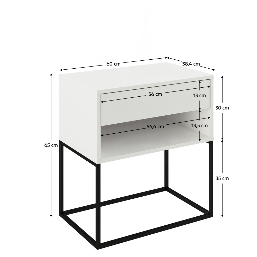Éjjeliszekrény/kisasztal, fehér/fekete, ARTI TYP 2 Éjjeliszekrény/kisasztal, fehér/fekete, ARTI TYP 2