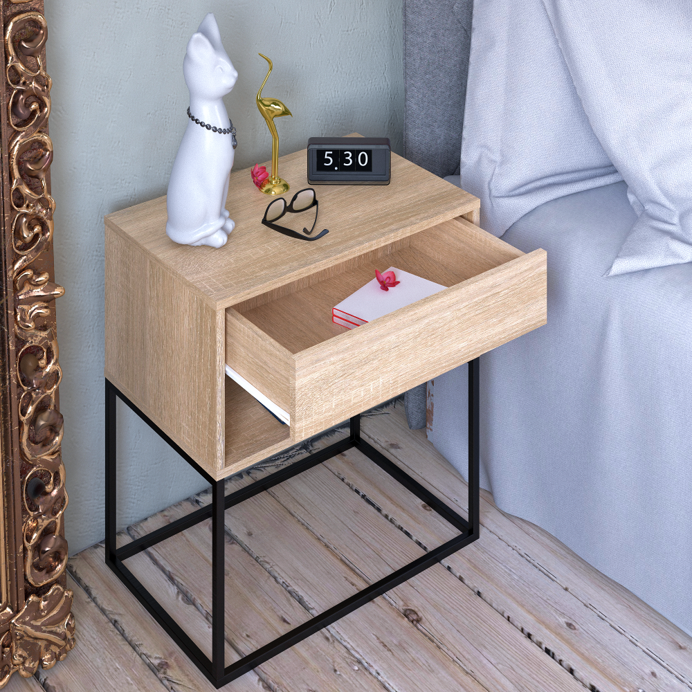 Éjjeliszekrény/kisasztal, sonoma tölgy/fekete, ARTI TYP 2 Éjjeliszekrény/kisasztal, sonoma tölgy/fekete, ARTI TYP 2