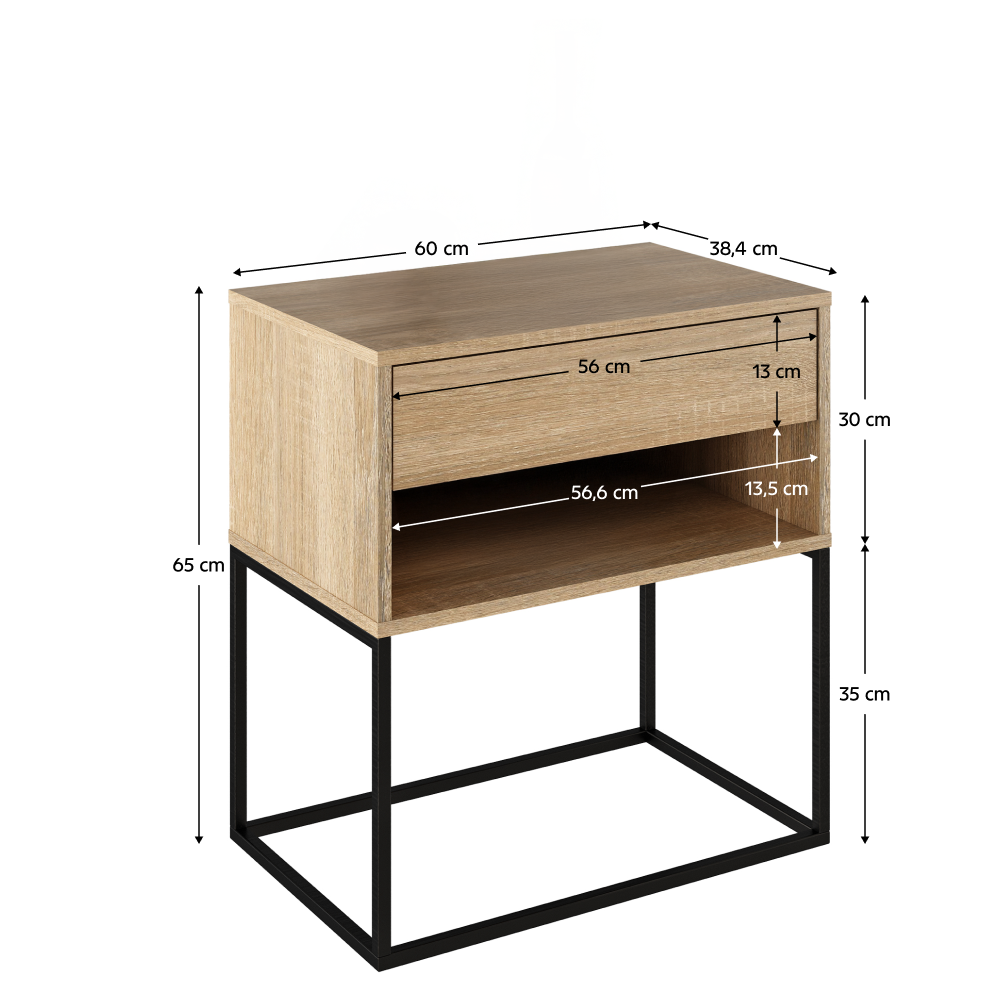 Éjjeliszekrény/kisasztal, sonoma tölgy/fekete, ARTI TYP 2 Éjjeliszekrény/kisasztal, sonoma tölgy/fekete, ARTI TYP 2