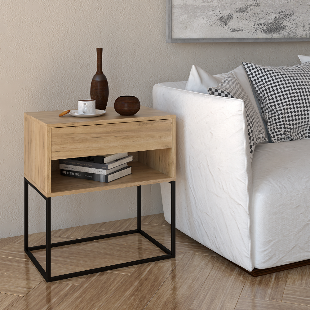 Éjjeliszekrény/kisasztal, artisan tölgy/fekete, ARTI TYP 2 Éjjeliszekrény/kisasztal, artisan tölgy/fekete, ARTI TYP 2