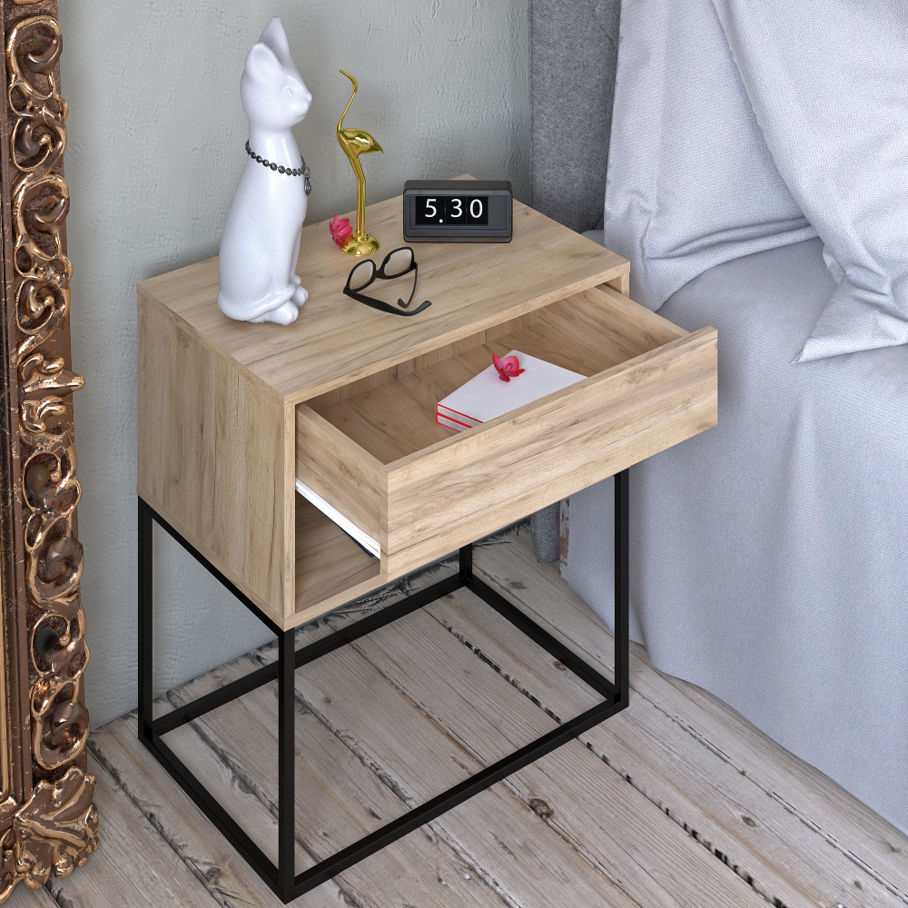 Éjjeliszekrény/kisasztal, artisan tölgy/fekete, ARTI TYP 2 Éjjeliszekrény/kisasztal, artisan tölgy/fekete, ARTI TYP 2