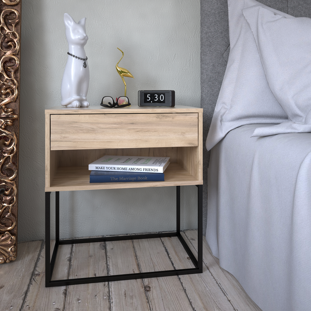 Éjjeliszekrény/kisasztal, artisan tölgy/fekete, ARTI TYP 2 Éjjeliszekrény/kisasztal, artisan tölgy/fekete, ARTI TYP 2