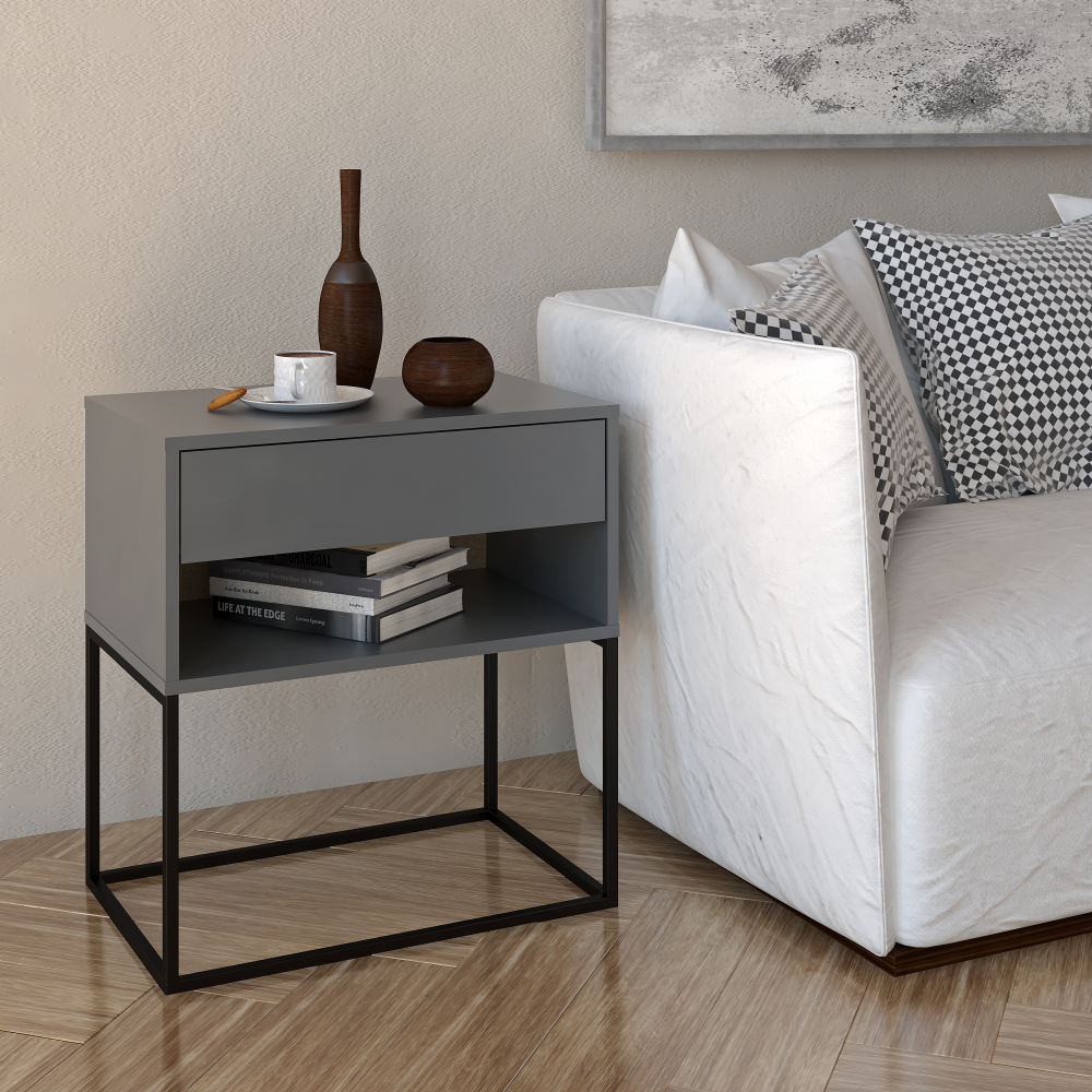 Éjjeliszekrény/kisasztal, grafit/fekete, ARTI TYP 2 Éjjeliszekrény/kisasztal, grafit/fekete, ARTI TYP 2