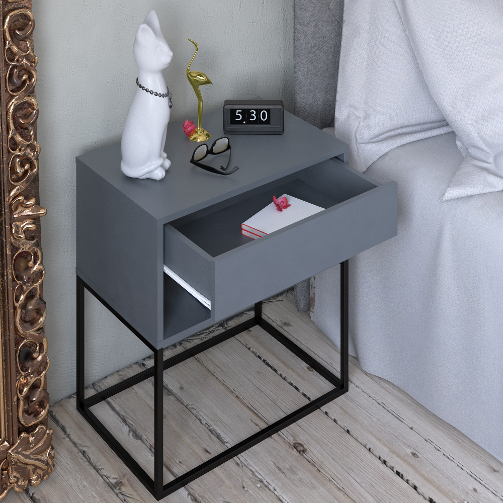 Éjjeliszekrény/kisasztal, grafit/fekete, ARTI TYP 2 Éjjeliszekrény/kisasztal, grafit/fekete, ARTI TYP 2