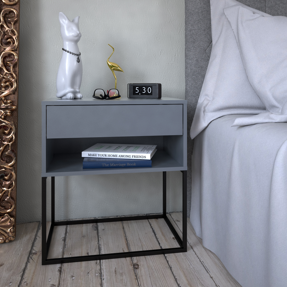 Éjjeliszekrény/kisasztal, grafit/fekete, ARTI TYP 2 Éjjeliszekrény/kisasztal, grafit/fekete, ARTI TYP 2