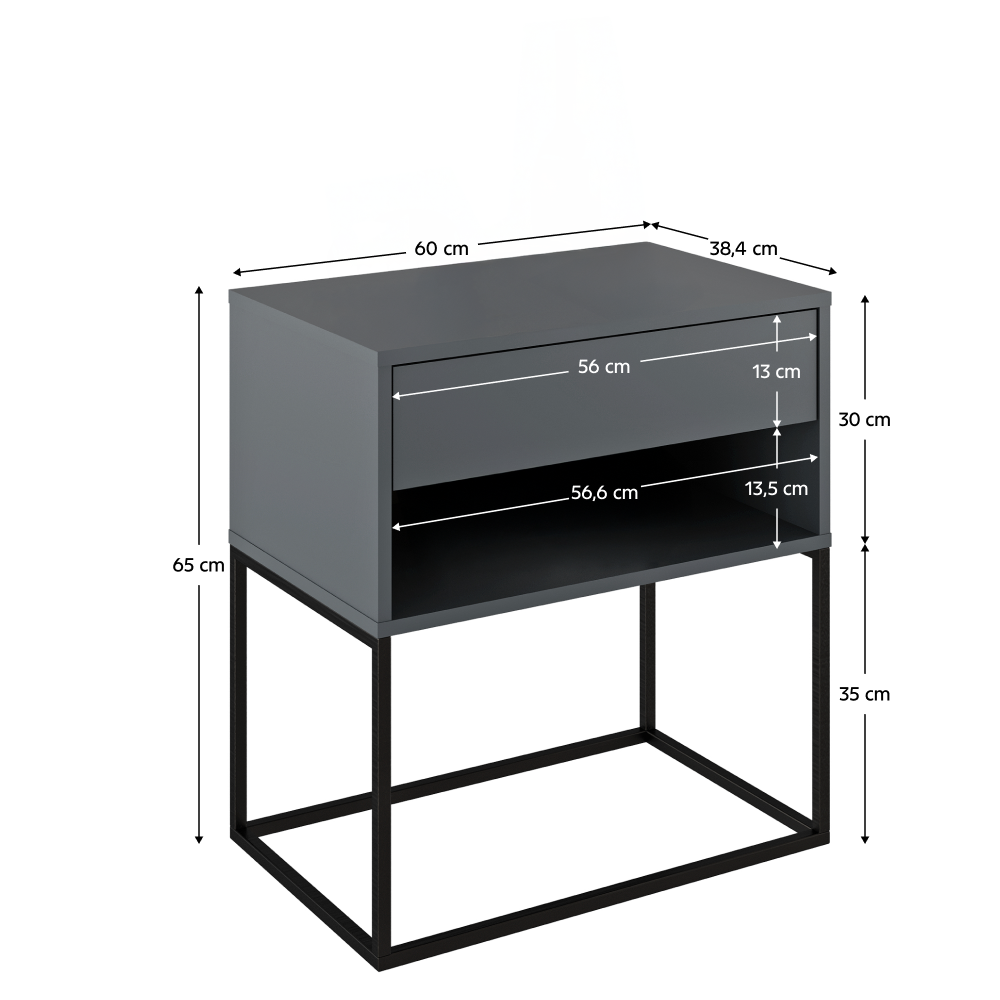 Éjjeliszekrény/kisasztal, grafit/fekete, ARTI TYP 2 Éjjeliszekrény/kisasztal, grafit/fekete, ARTI TYP 2