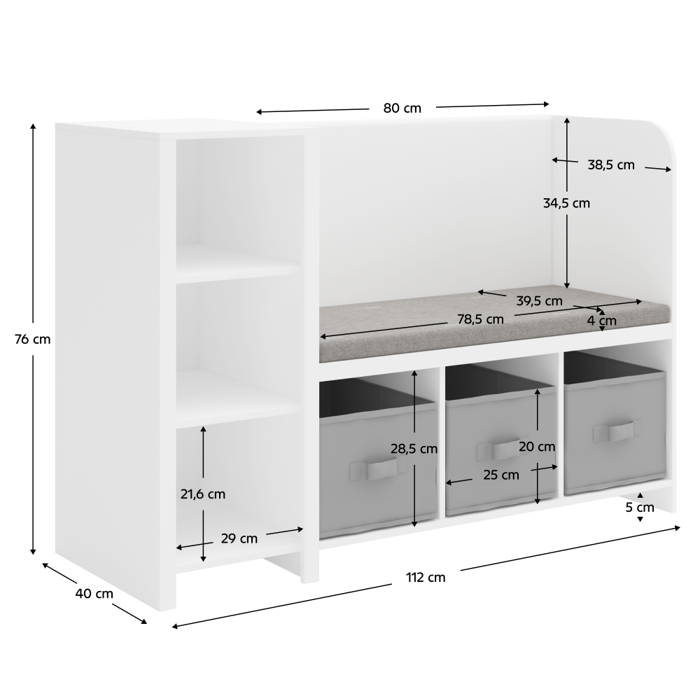 Polcállvány paddal, fehér/szürke, BENKO Polcállvány paddal, fehér/szürke, BENKO