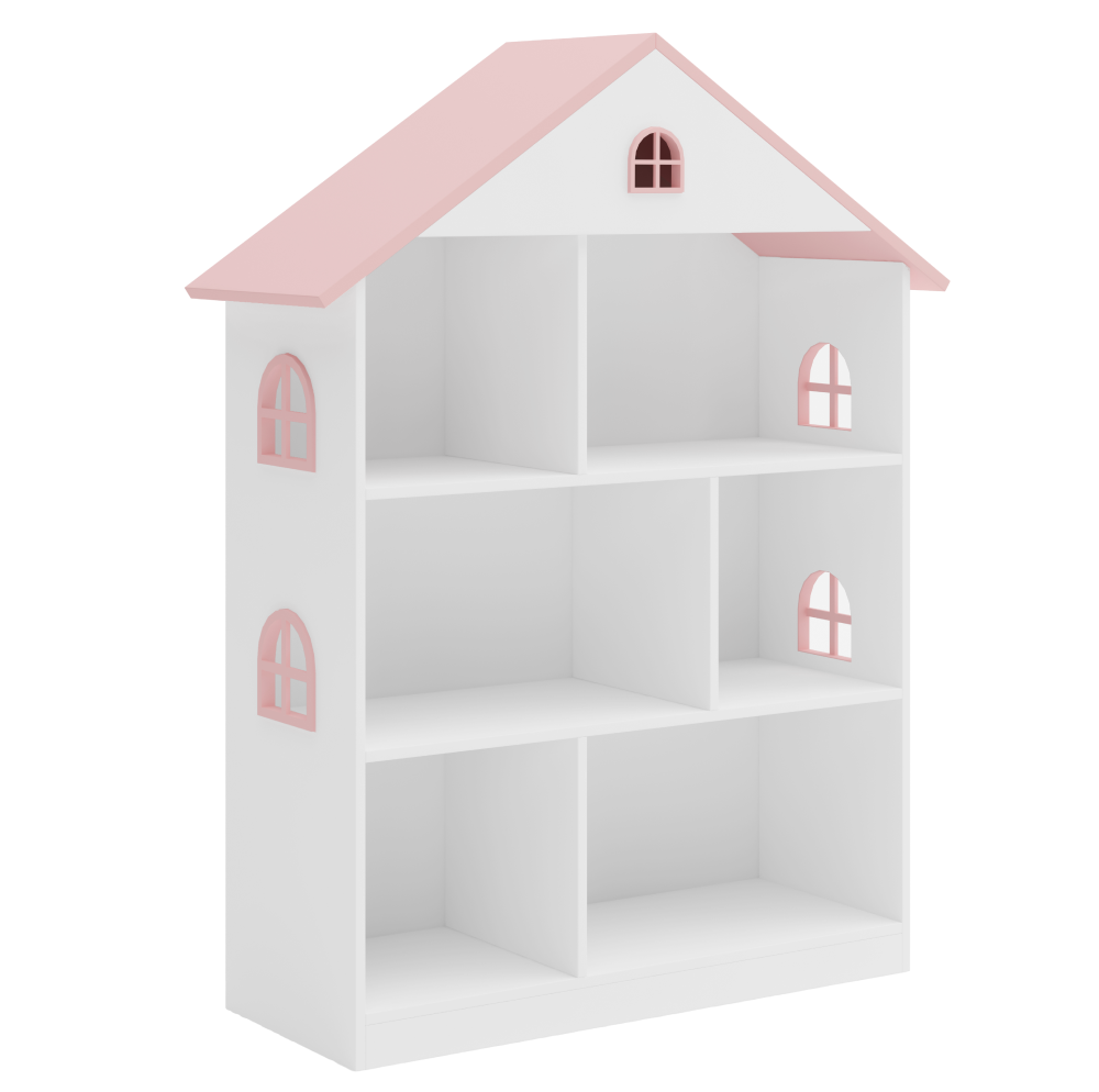 Gyerek könyvespolc, fehér/rózsaszín, MAISON TYP 1
