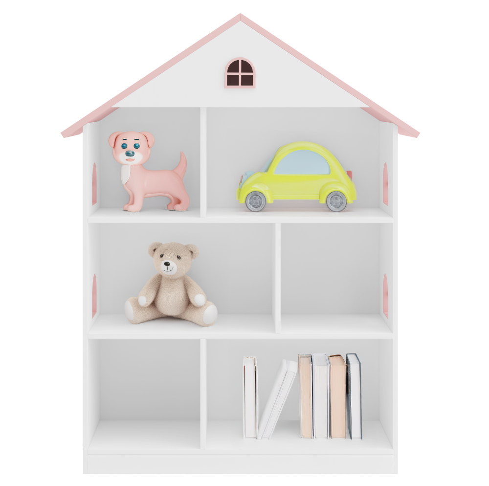 Gyerek könyvespolc, fehér/rózsaszín, MAISON TYP 1