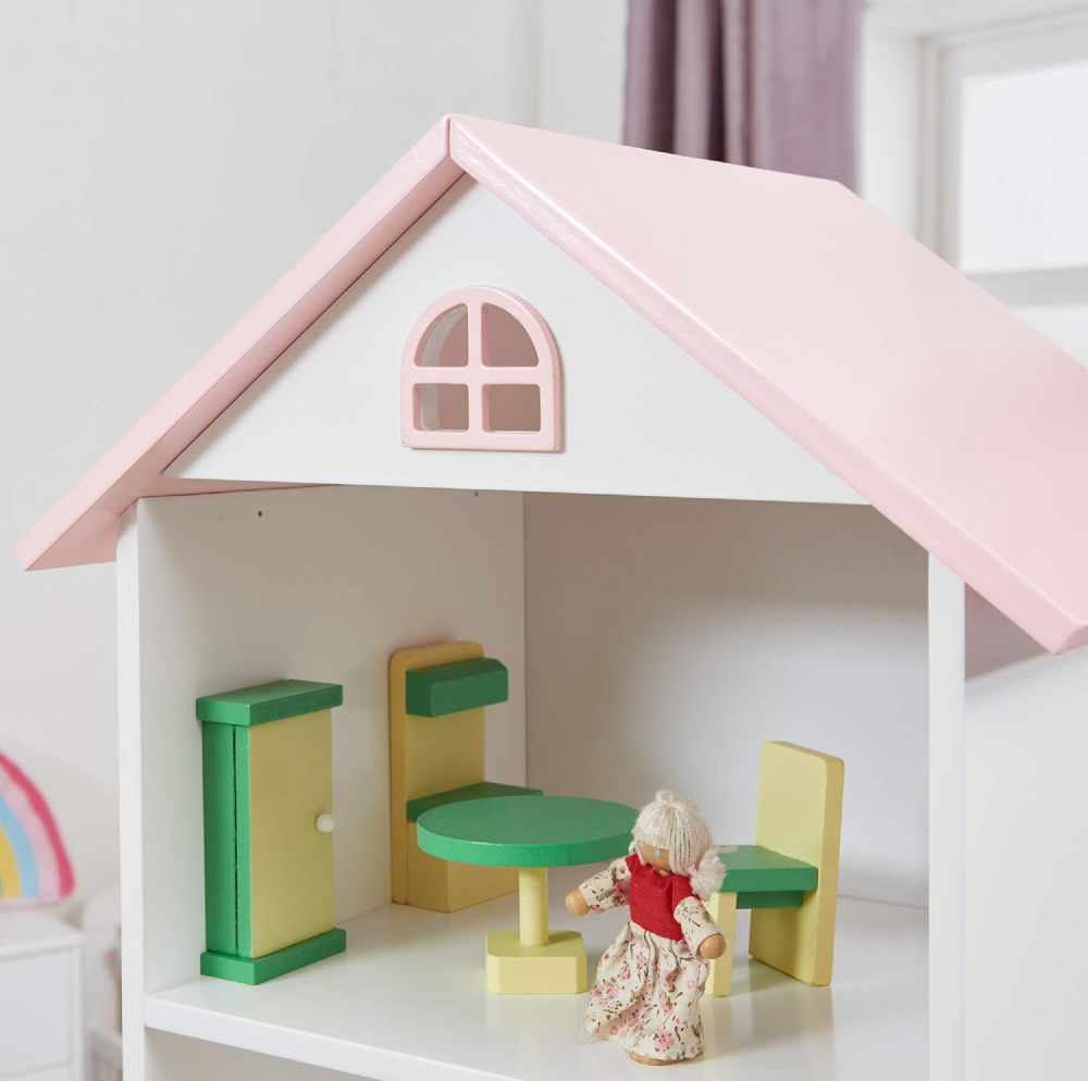 Gyerek könyvespolc, fehér/rózsaszín, MAISON TYP 2