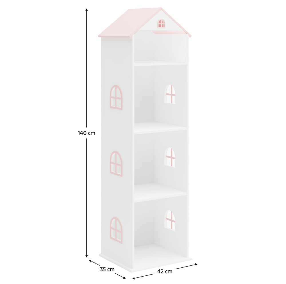 Gyerek könyvespolc, fehér/rózsaszín, MAISON TYP 2