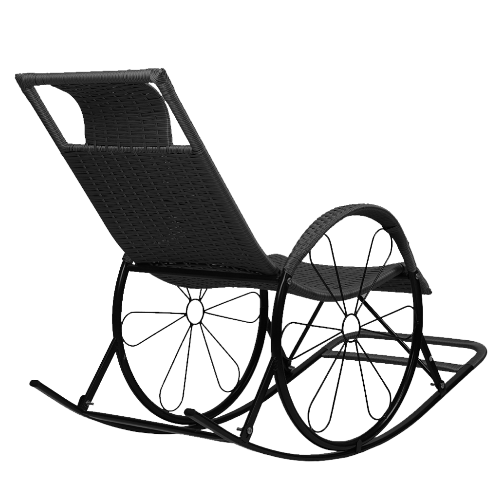 Hintaszék, rattan/fém, fekete, ROKIN