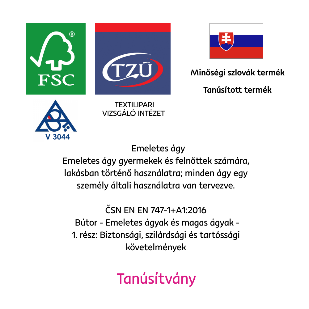 Emeletes ágy biztonsági akadállyal, 90x200, lucfenyő, BENY Emeletes ágy biztonsági akadállyal, 90x200, lucfenyő, BENY