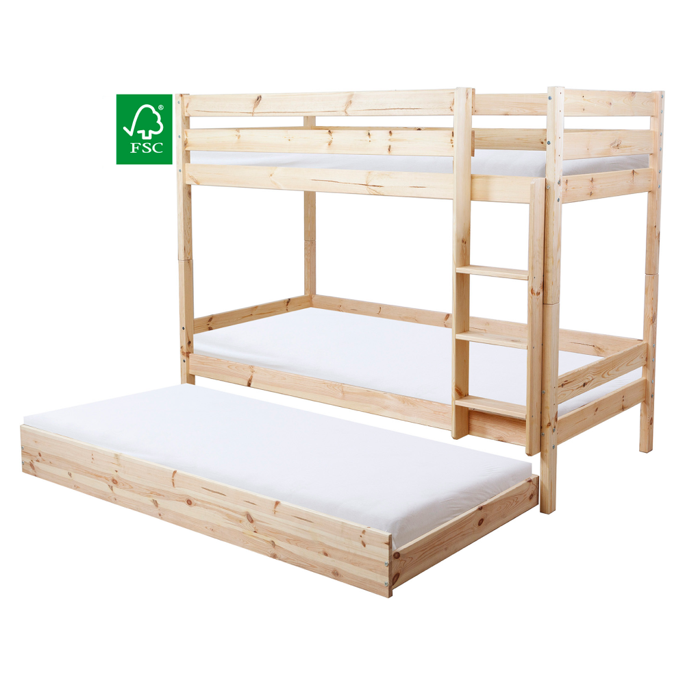 Emeletes ágy biztonsági akadállyal, 90x200, lucfenyő, BENY Emeletes ágy biztonsági akadállyal, 90x200, lucfenyő, BENY