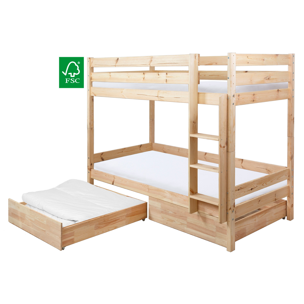 Emeletes ágy biztonsági akadállyal, 90x200, lucfenyő, BENY Emeletes ágy biztonsági akadállyal, 90x200, lucfenyő, BENY