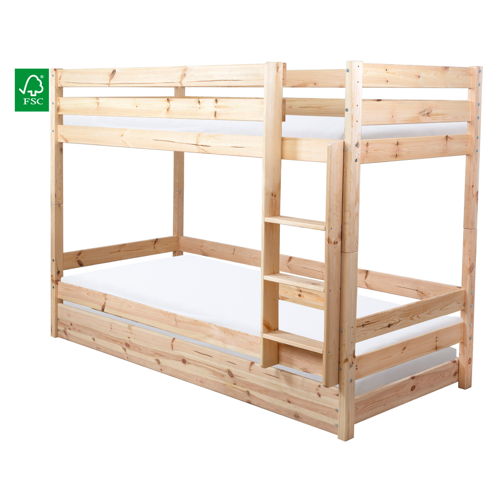 Emeletes ágy biztonsági akadállyal, 90x200, lucfenyő, BENY Emeletes ágy biztonsági akadállyal, 90x200, lucfenyő, BENY