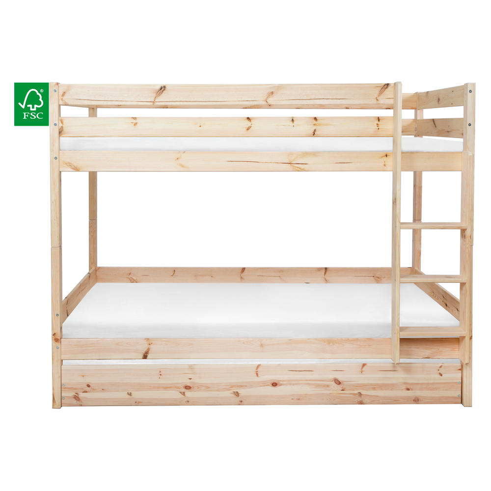 Emeletes ágy biztonsági akadállyal, 90x200, lucfenyő, BENY Emeletes ágy biztonsági akadállyal, 90x200, lucfenyő, BENY