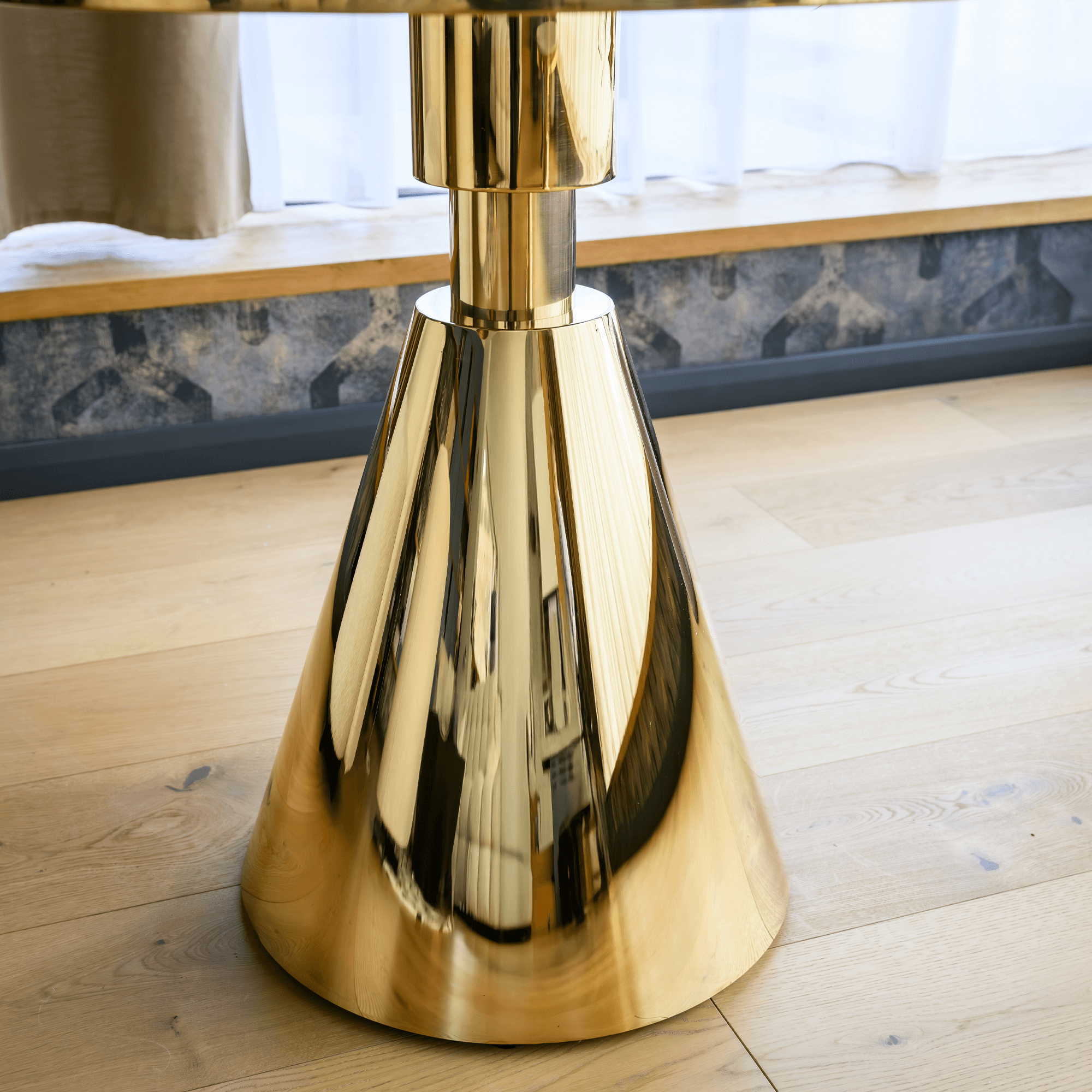 Jedálenský stôl, zlatá/biely mramor, GREIS TYP 1