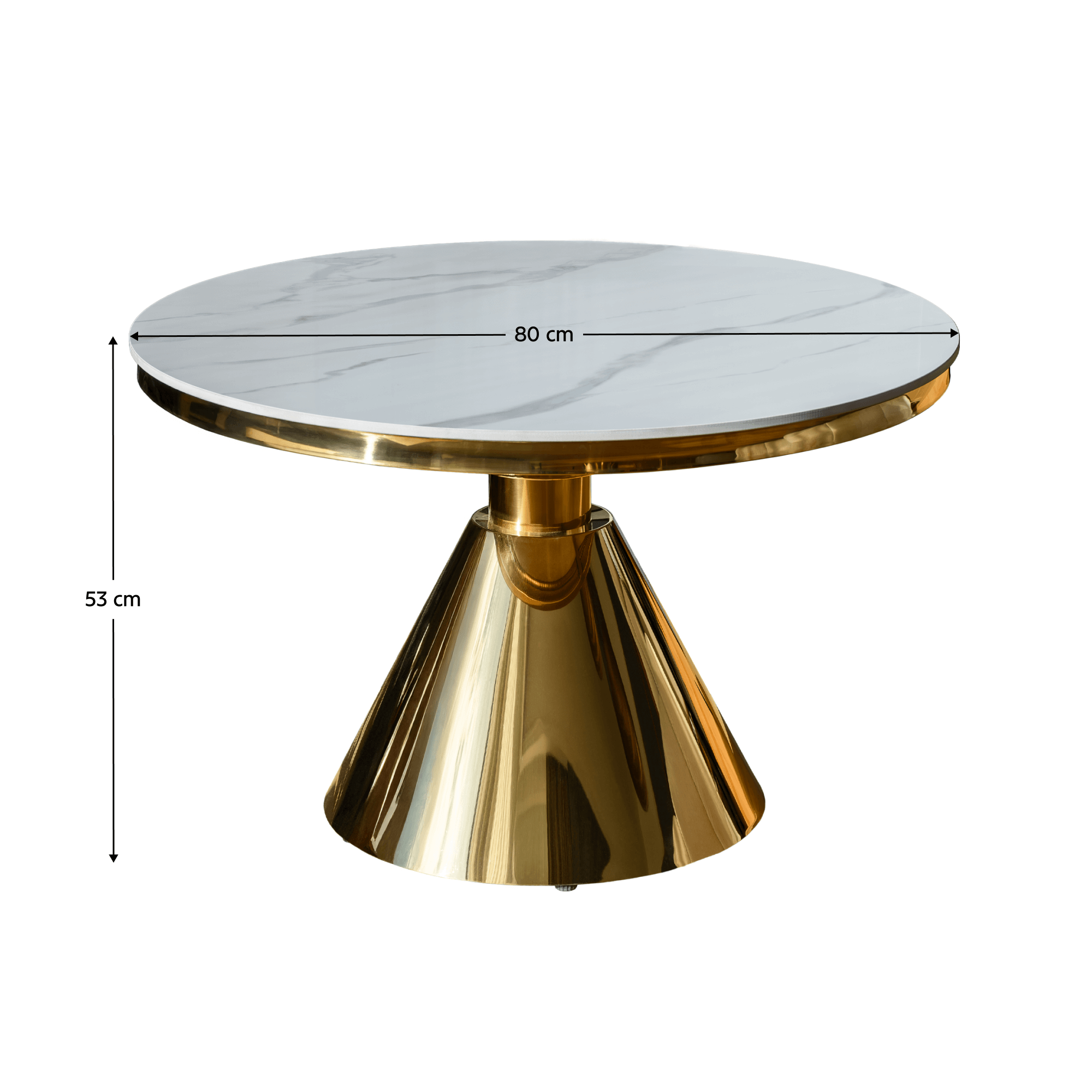 Konferenčný stolík, zlatá/biely mramor, GREIS TYP 2