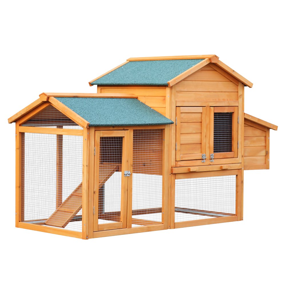 Tyúkketrec, barna/zöld, fenyő, horganyzott acél, PIPON