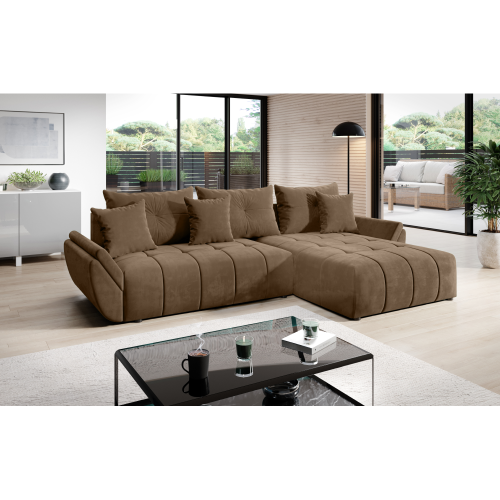 Univerzálna sedacia súprava, svetlohnedá, BELDA ROH