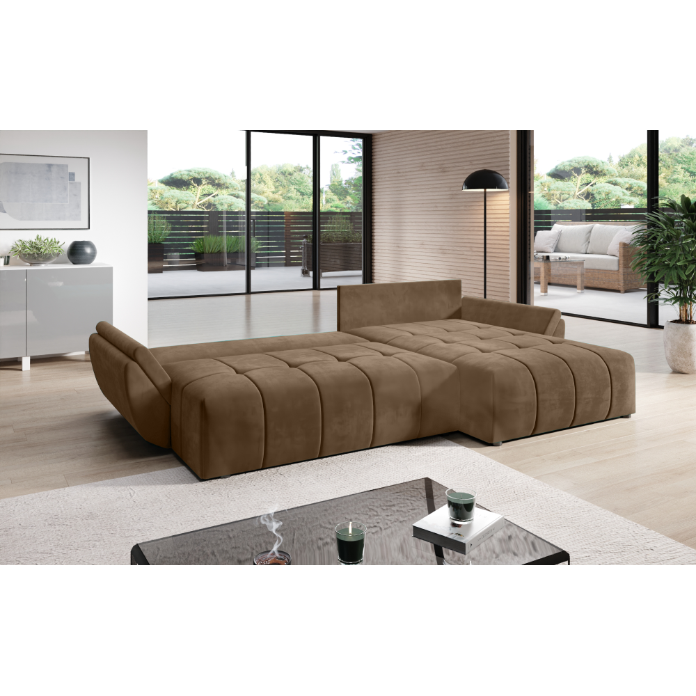 Univerzálna sedacia súprava, svetlohnedá, BELDA ROH