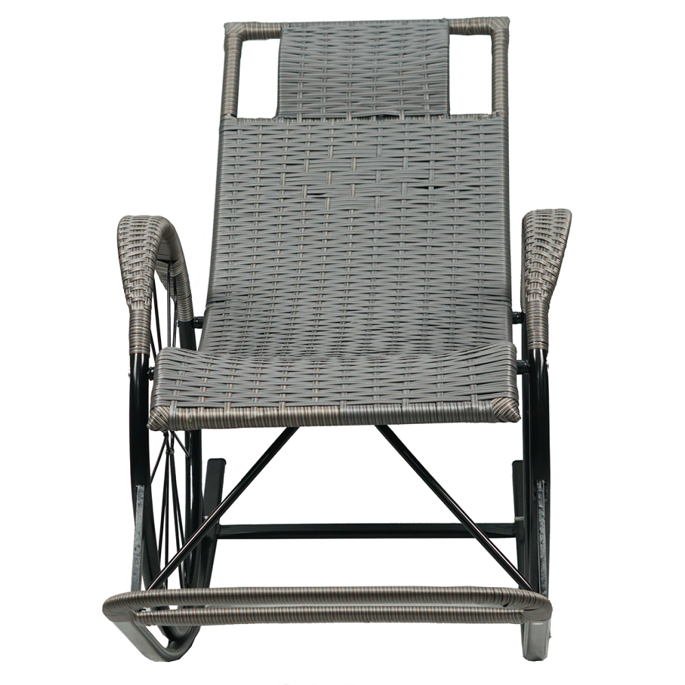 Hintaszék, rattan/fém, szürke, ROKIN