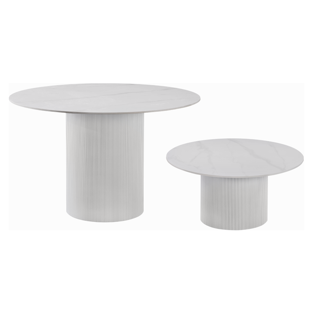 Dohányzóasztal, fehér márvány/MDF, átmérő 80 cm, MAHIR TYP 1 Dohányzóasztal, fehér márvány/MDF, átmérő 80 cm, MAHIR TYP 1