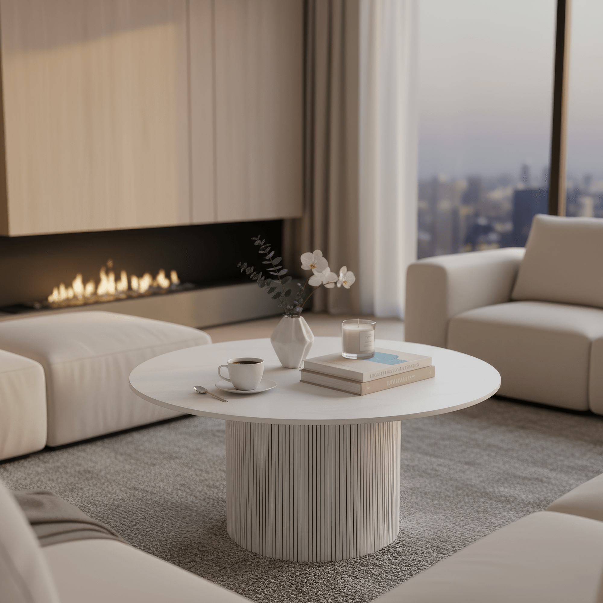 Dohányzóasztal, fehér márvány/MDF, átmérő 80 cm, MAHIR TYP 1 Dohányzóasztal, fehér márvány/MDF, átmérő 80 cm, MAHIR TYP 1