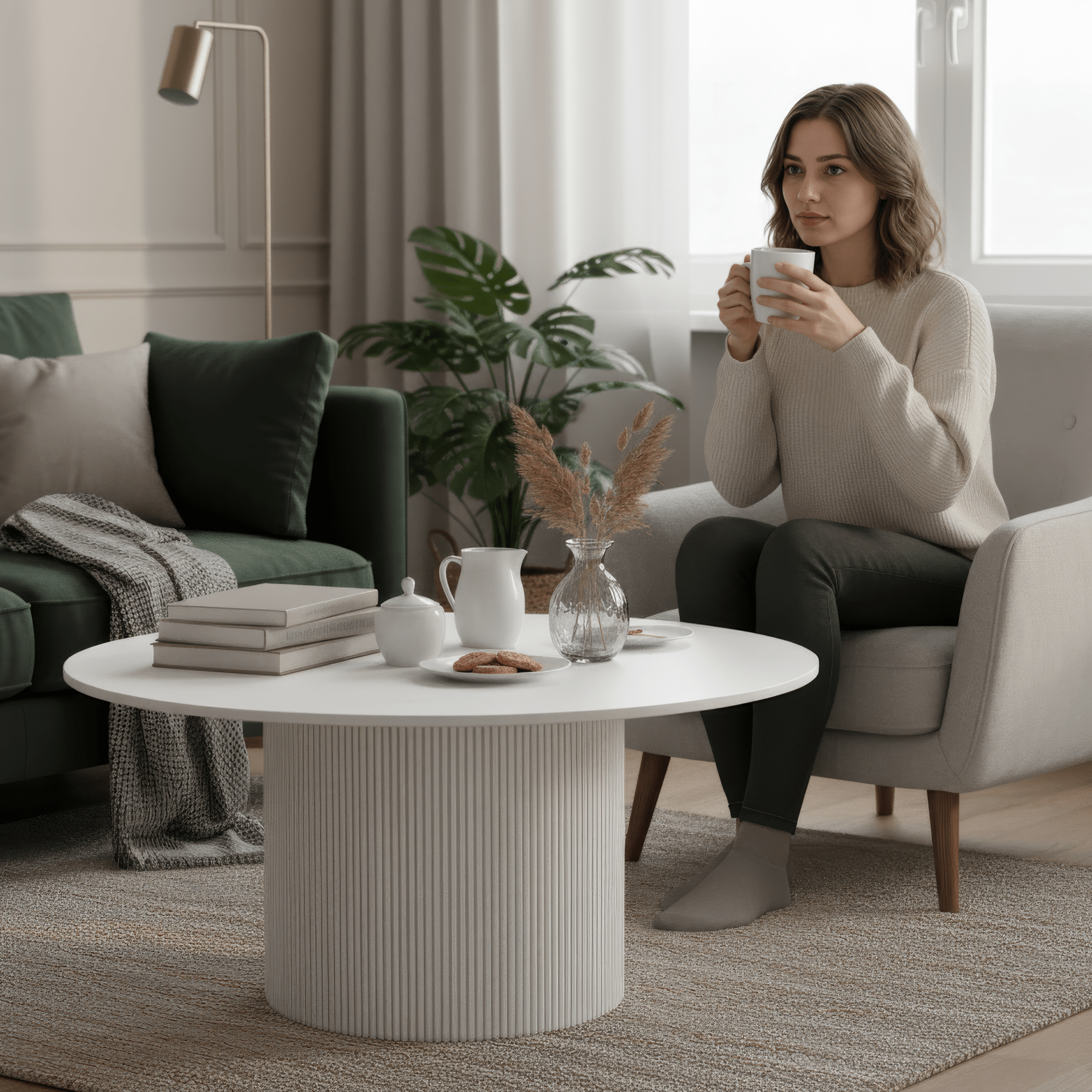 Dohányzóasztal, fehér márvány/MDF, átmérő 80 cm, MAHIR TYP 1 Dohányzóasztal, fehér márvány/MDF, átmérő 80 cm, MAHIR TYP 1