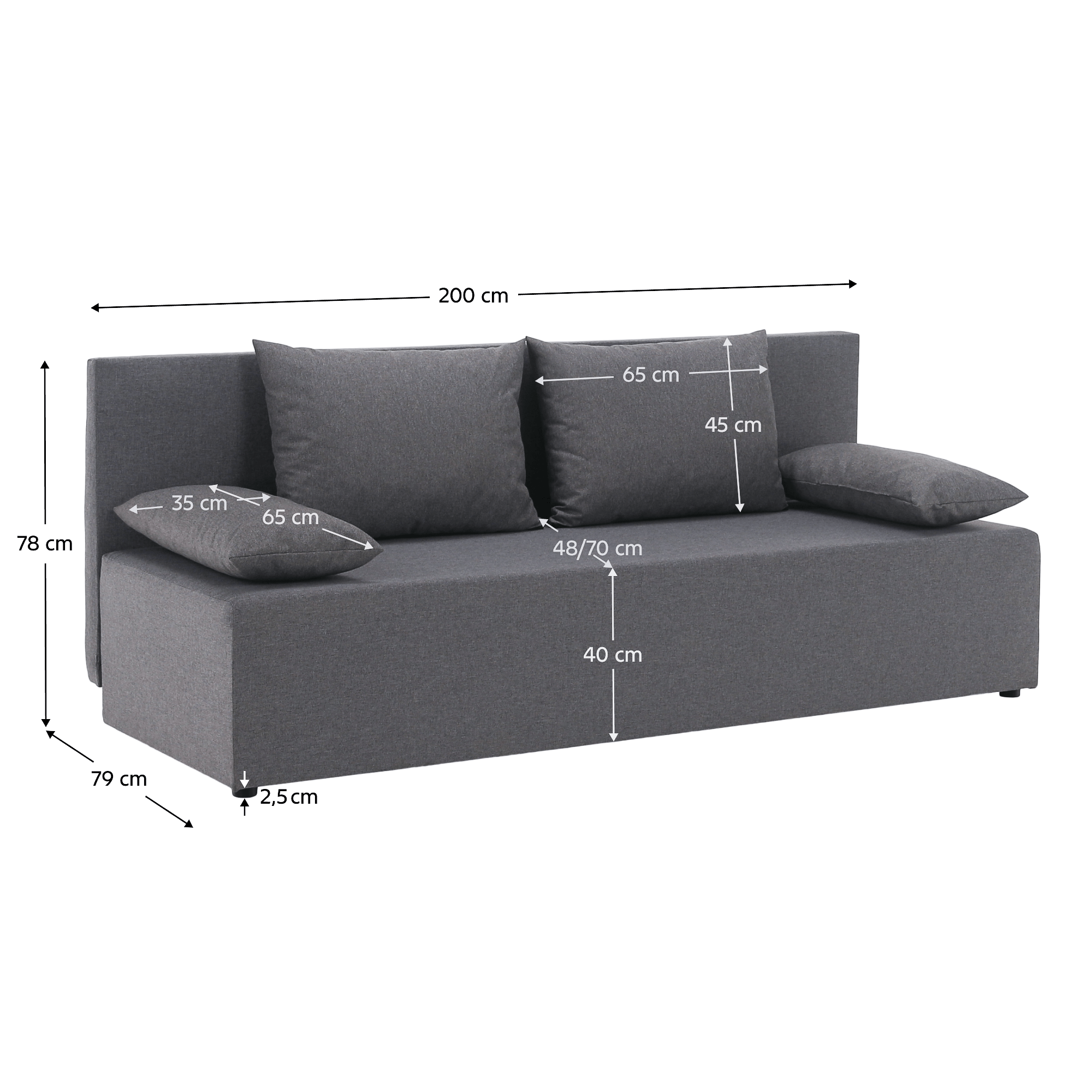 Kihúzható heverő, világosszürke, EUGI Kihúzható heverő, világosszürke, EUGI