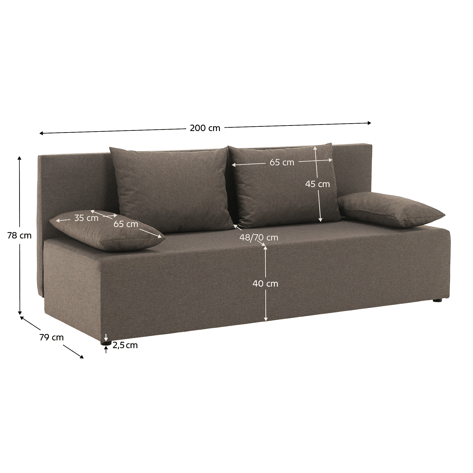 Kihúzható heverő, barna, EUGI Kihúzható heverő, barna, EUGI