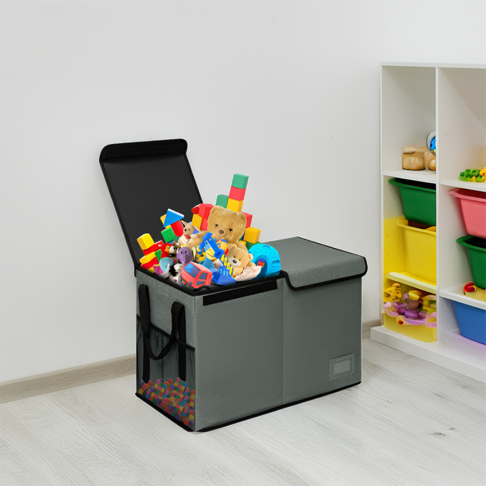 Összecsukható tároló doboz, szürke/fekete, DETER