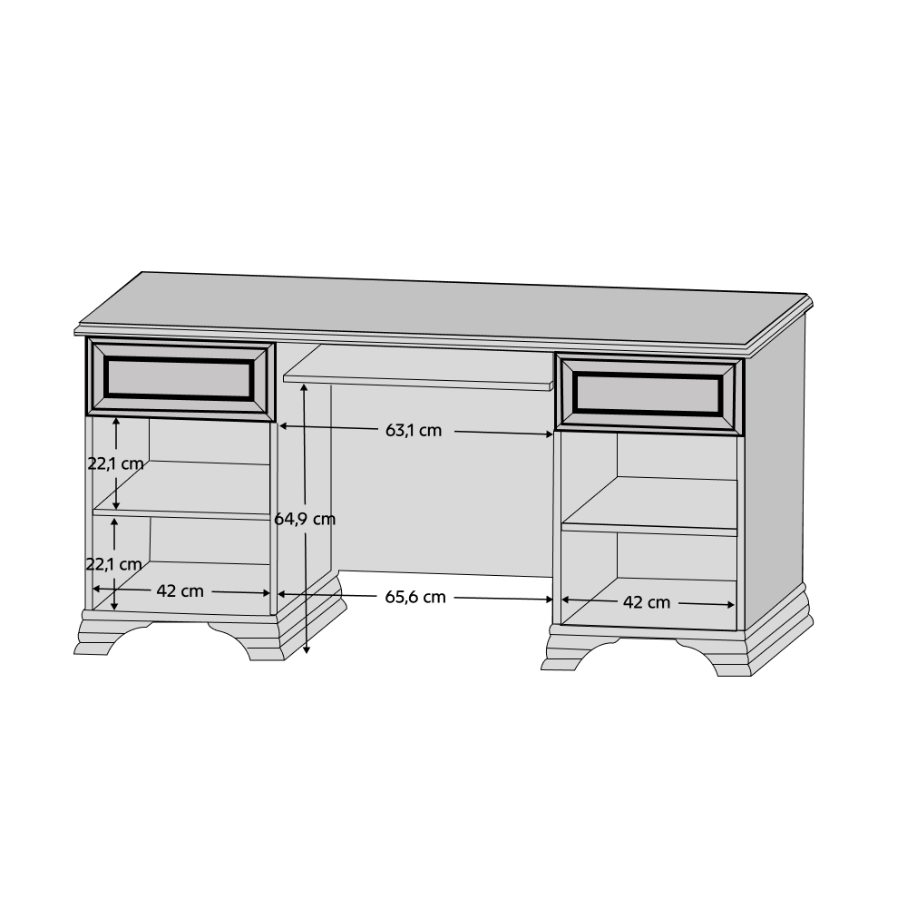 PC stôl, alpská biela, KENTAK BIU2D2S