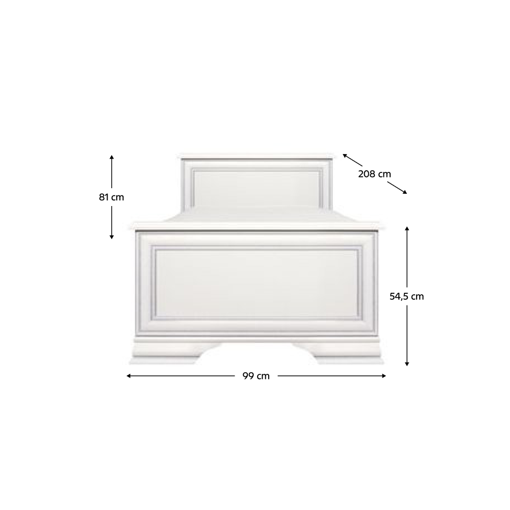 Ágy, 90x200, alpesi fehér, KENTAK