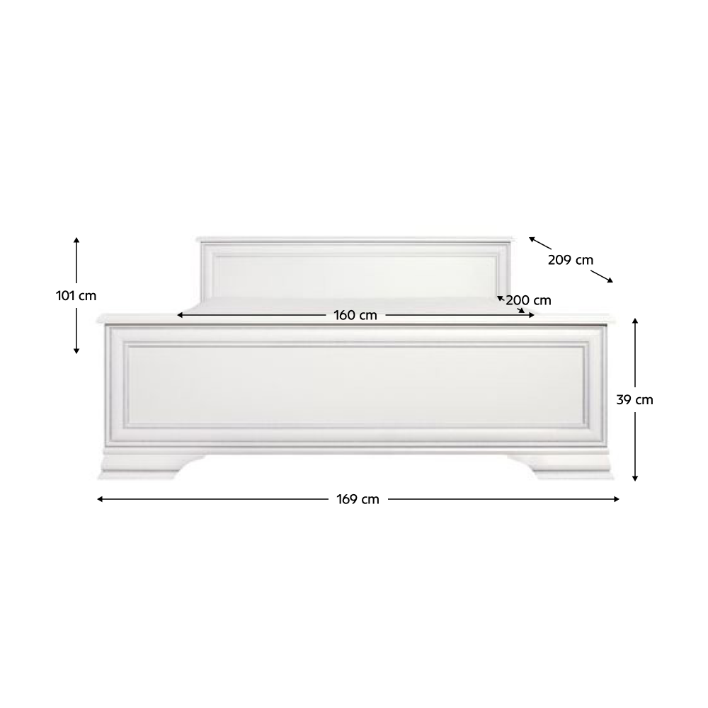 Posteľ, 160x200, alpská biela, KENTAK