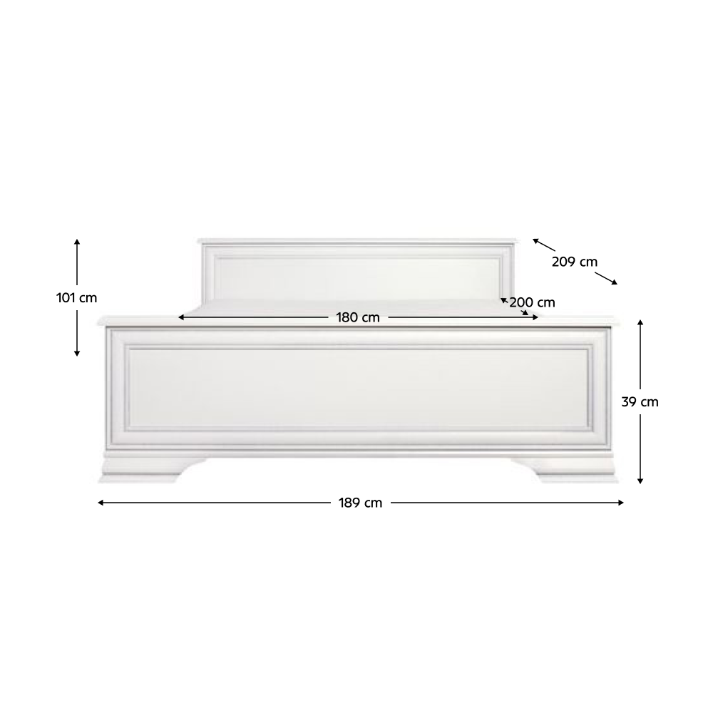 Posteľ, 180x200, alpská biela, KENTAK