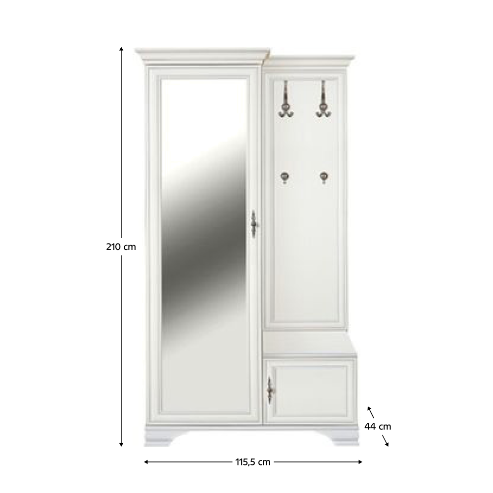 Előszobai szett, alpesi fehér, balos, KENTAK PPK110L